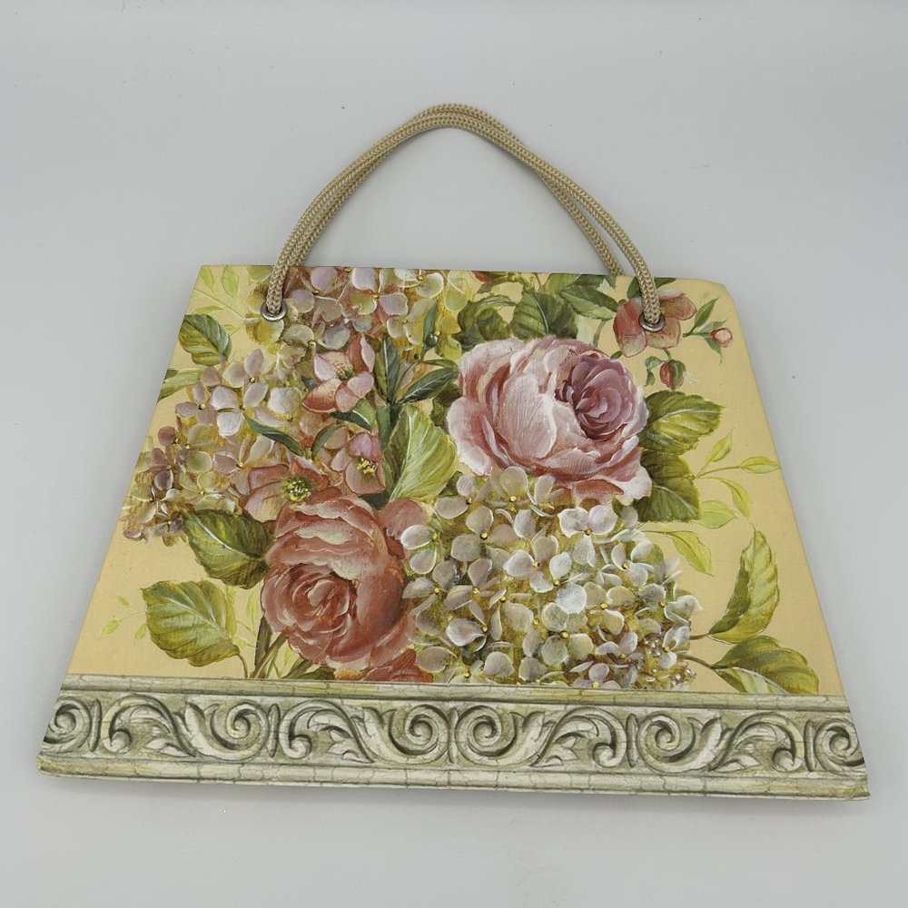 Notations Notebook Notepad Diary w/ Handles Cottage Rose Floral Cover 8.5" x 6"